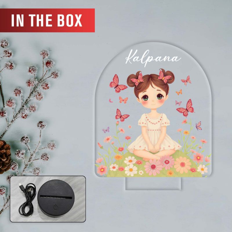 Personalized Cute Princess Girl LED Night Lamp Customized with Name Return Gift Girls Room Decor Light Warm White Light Birthday Gift for Girls